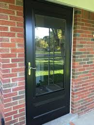 Emco 32 In X 80 In 400 Series Black Universal Self Storing Aluminum Storm Door With Nickel Hardware E4ssn 32bl The Home Depot Aluminum Storm Doors Storm Door Painted Storm Door