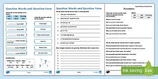 question words and question form in the present simple