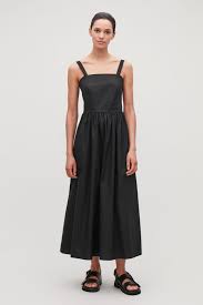 Voluminous Shape Cotton Dress Black Dresses Cos Fashion Work Attire Women Interview Outfits Women