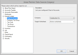 how to print chart of accounts jonas premier software support