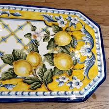 Long Rectangular Hand Painted Lemon Platter Italian Pottery Outlet Italian Pottery Hand Painted Deruta Italian Ceramics