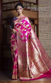 Art Silk Bridal Minakari Banarasi Saree In Pink And Gold Saree Banarasi Sarees Blouse Design Models