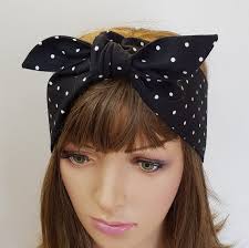 Spotted hair wrap self tie retro style head sca...