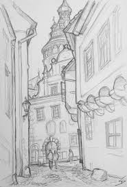 Landscape Art Cesky Krumlov Czech Republic Nove Mesto Perspective Art Landscape Art Art Drawings