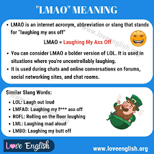 Lmao Meaning What Does Lmao Mean With Useful Examples Love English In 2020 Meant To Be Sms Language Slang Words