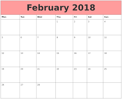 Free to download and print. Holiday Calendar February 2018 Calendar