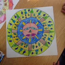 How To Draw Aztec Sun Stones Aztec Art Art Lessons Multi Cultural Art