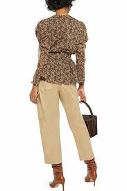 Walter Baker Woman Rita Wrap-Effect Floral-Print Georgette Peplum Top S NEW