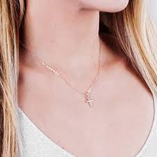 Perfect a special gift to yourself and others, a dainty letter surely to be a beautiful accent piece to any occasion! Amazon Com Small Rose Gold Cross Necklace Designer Handmade Simple Christian Jewelry 16 2 Inch Extender Handmade