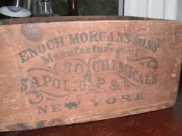 Antique Enoch Morgan Sons Wood Crate! Vintage early advertising Chemical NY 