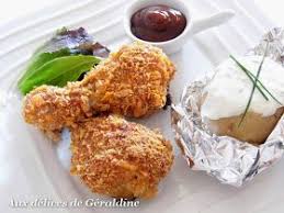 Aux Delices De Geraldine Pilon De Poulet Pane A L Americaine Cuisson Au Four Et Pommes De Terre Sauce Fromag Poulet Pane Pilon De Poulet Recettes De Cuisine