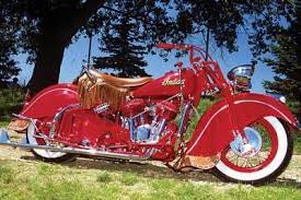 1953 Bright Red Indian Motorcycle Canvas Artwork Vintage Images Icanvas In 2021 Custom Choppers Custom Motorcycles Bobber Indian Motorcycle