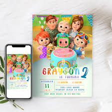 They're highly customizable, which means you can take the template, load it in the dashboard, and find the right tools to add a personal touch to your invitation. Digital Cocomelon Birthday Invitation Cocomelon Invites Etsy