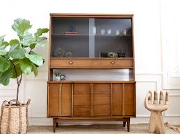 Upper portion has sliding glass doors and 2 drawers; Name Brand Bassett Vintage Mid Century Modern Hutch China Cabinet No2 Shopgoldenpineapple