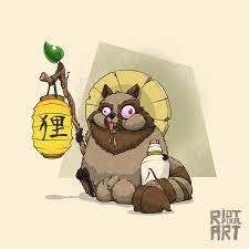 Bake-danuki, the Tanuki Yokai 🦝 drawing by me (riotpixelart) : r/ProCreate