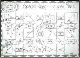 Special Right Triangles Worksheet Maze Activity 30 60 90 45 45 90 Trigonometrie