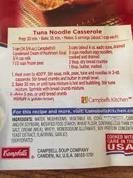 Campbell S Tuna Noodle Casserole I Would Definitely Double The Cream Of Mushroom And Br Tuna Noodle Casserole Campbells Tuna Noodle Casserole Noodle Casserole