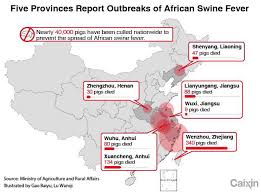 chart the spread of african swine fever across china