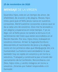 Virgen De Medjugorje On Twitter Mensaje Del 25 De Noviembre De 2020 En Medjugorje Https T Co Cxh17otr1l Twitter