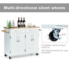 Tap to choose a reply like an emoji and then tap to pick one. Wood Top Rolling Kitchen Trolley Island Cart Storage Cabinet White 48 5 X 18 5 X 36 5 L X W X H On Sale Overstock 30089933