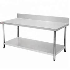 Place your kitchen's service area as close to the dining room as possible to lessen the distance from the kitchen to the table for waiters. Business Office Industrial Supplies Stainless Steel Commercial Kitchen Table With Splash Back Shelf 1500 Mm Ebusinessforum Com Ng