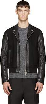 Dsquared2 Black Wool Leather Bomber Jacket Leather Bomber Leather Bomber Jacket Jackets