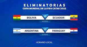 Los partidos comenzaron el 8 de octubre de 2020 y finalizarán en marzo de 2022. Eliminatorias Qatar 2022 Tabla Resultados Y Calendario De Las Fechas 3 Y 4 Bolivia Vs Ecuador Argentina Vs Paraguay Horarios Y Donde Ver Las Eliminatorias Sudamericanas Qatar 2022