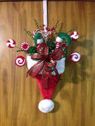 Christmas Santa Hat Door Hanger Dollar Store Christmas Crafts Christmas Ornament Crafts Christmas Mesh Wreaths