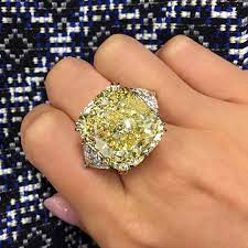 How big is a carat compared to a diamond? Fancy Yellow 30 Carat Diamond Ring Christiesjewels Dream Jewelry Big Diamond Rings Favorite Jewelry