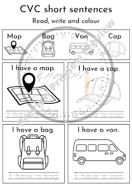 cvc short reading and writing worksheets teacha