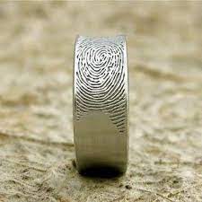 This Is A Man S Wedding Ring With Wife S Fingerprint Such A Romantic Idea Fingerprint Wedding Bands Wedding Rings Fingerprint Wedding
