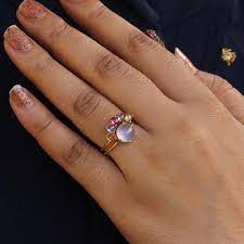 Multi Gemstone Crown Ring 14k Yellow Gold Multi Color Stone Etsy Colored Stone Rings Alternative Wedding Rings Natural Gemstone Ring