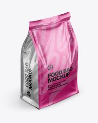 Matte Metallic Food Bag Mockup Half Side View High Angle Shot In Bag Sack Mockups On Yellow Images Object Mockups