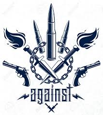 Maybe you would like to learn more about one of these? Bullets And Guns Vector Emblem Of Revolution And War Logo Or Tattoo With Lots Of Different Design Elements Anarchy And Chaos Concept Criminal And Gangster Style Social Tension Theme Royalty Free Cliparts