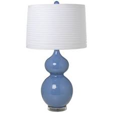 Depending on the pattern of your base, you may want to consider a lamp shade that is more on the subtle side. White Pleated Shade Double Gourd Slate Blue Ceramic Table Lamp T5903 20281 Lamps Plus Table Lamp Ceramic Table Lamps Lamp