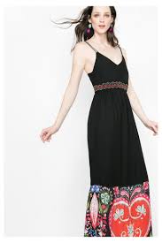 Robe Desigual Anaraus Ete 2016 Noire Et Fines Bretelles La Robe Longue