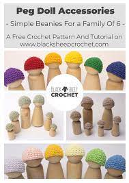 Peg Doll Accessories Beanies Black Sheep Crochet