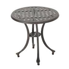 Noble House Bronze Round Aluminum Outdoor Side Table 15755 The Home Depot Aluminum Patio Furniture Cast Aluminum Patio Furniture Patio Side Table