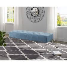 Shop Valley Button Tufted Velvet Upholstered Bench With Acrylic Leg On Sale Overstock 22723371 Blue
