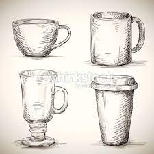 Set Of Coffe Mugs Vector Drawing Sketch Style Mug Drawing Drawing Sketches Drawing Cup