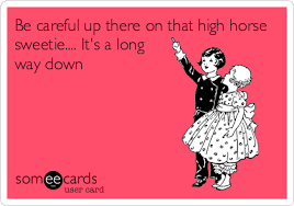 Be Careful Up There On That High Horse Sweetie It S A Long Way Down Funny Quotes Ecards Funny Quotes