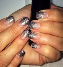 Black And White Ombre Nails With Glitter Darker To Lighter Silver Glitter Gel Nails Black Nail Designs Glitter Gel Nails Ombre Nails Glitter