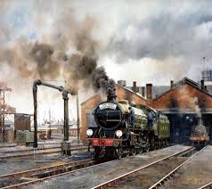 A Very Colorful Drawing Of A London Northeastern Railway L N E R Locomotive In The Classic Apple Green Color Railroad Art Steam Art Train Pictures
