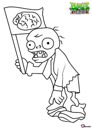 Zombie coloring pages to print. Plants Vs Zombies Flag Zombie Coloring Page Collection Of Cartoon Coloring Pages For Teenage Printable Coloring Pages Plants Vs Zombies Cartoon Coloring Pages