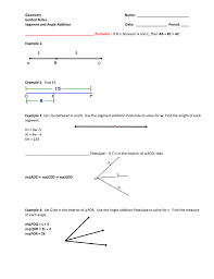 Guided Notes Segment And Angle Addition