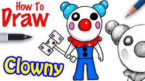 How To Draw Clowny Roblox Piggy Youtube