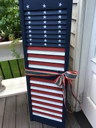 Patriotic Wood Shutter For Memorial Day July 4th Painted Repurposed Red White Blue Indoor Outdoor Decor In 2020 Shutters Repurposed Decor Diy Shutters Window Shutter Crafts
