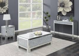 Clear large rectangle glass coffee table. Crystal And Mirror Coffee Table