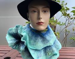 Felt Wool and Silk Flower Scarf