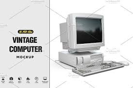 Vintage Computer Mock Up Personal Presentation Vintage Graphic Design Computer Mockup
